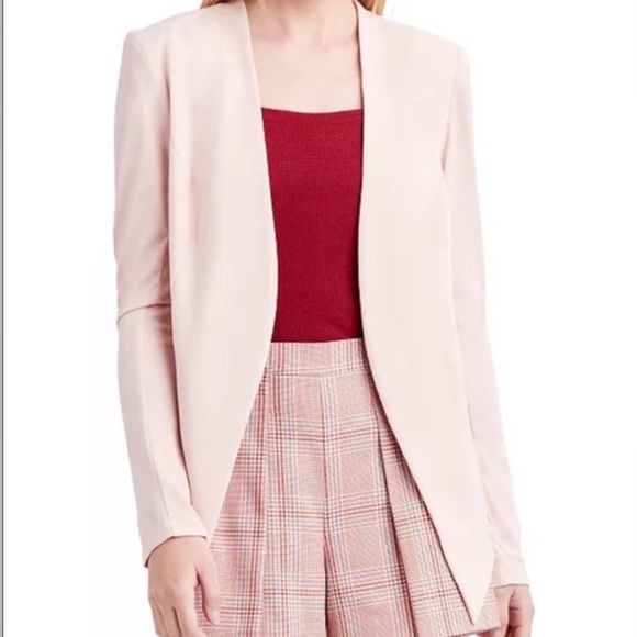 BCBGeneration Women's Small Relaxed Asymmetrical Open Tuxedo Blazer pink